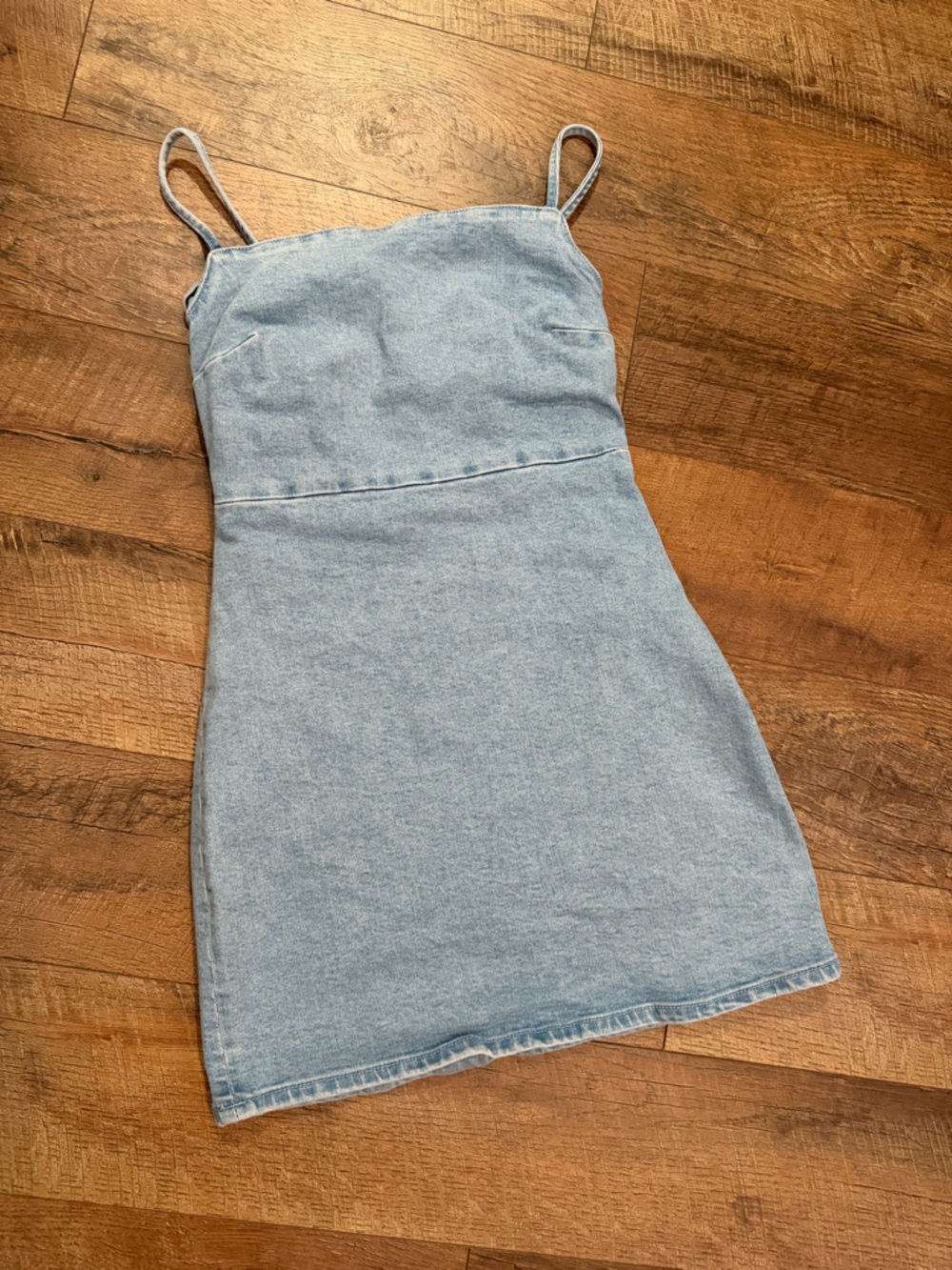 Zara Denim Mini Dress with Spaghetti Straps - Picture 4 of 7